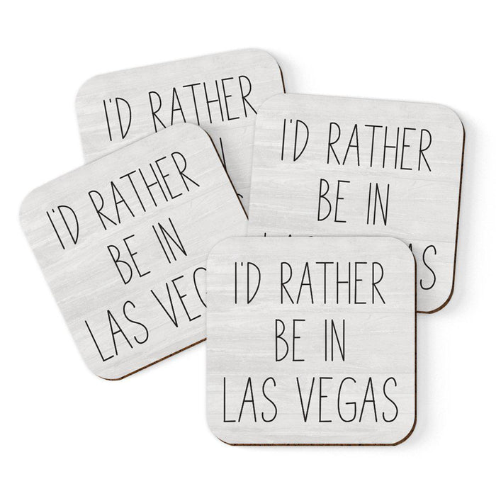 U.S. City Square Coffee Drink Coasters Gift, I'd Rather Be in Part 2-Set of 4-Andaz Press-Las Vegas-