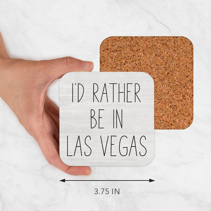 U.S. City Square Coffee Drink Coasters Gift, I'd Rather Be in Part 2-Set of 4-Andaz Press-Las Vegas-