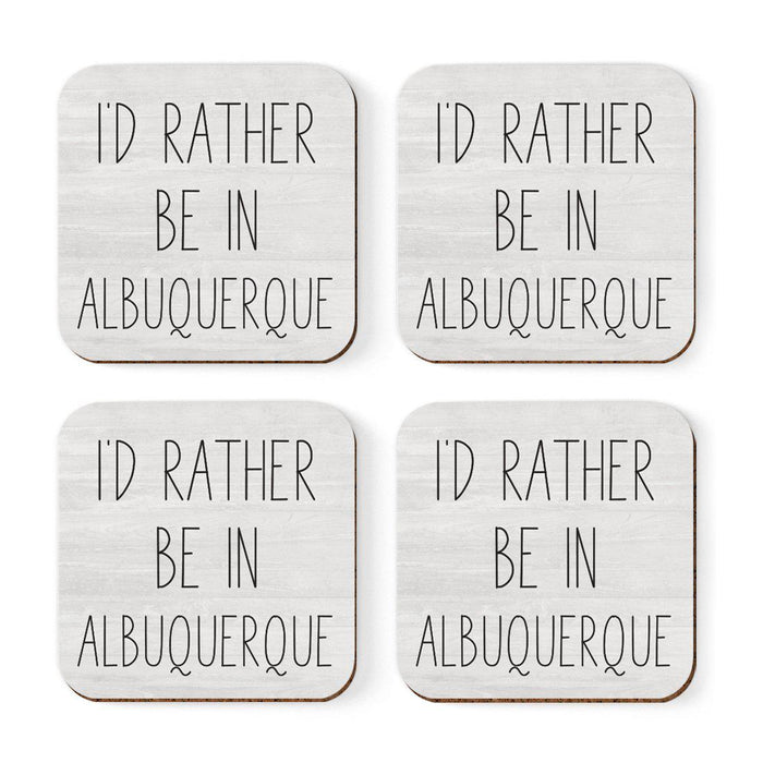 U.S. City Square Coffee Drink Coasters Gift, I'd Rather Be in Part 2-Set of 4-Andaz Press-Las Vegas-