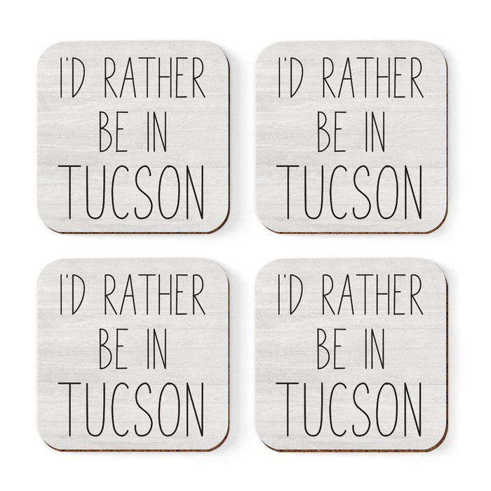 U.S. City Square Coffee Drink Coasters Gift, I'd Rather Be in Part 2-Set of 4-Andaz Press-Las Vegas-