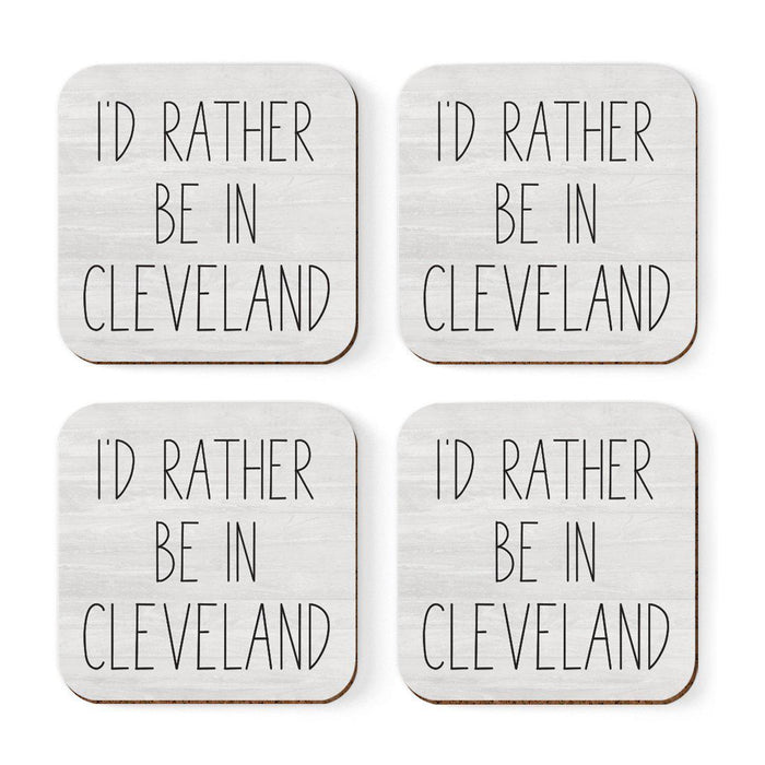 U.S. City Square Coffee Drink Coasters Gift, I'd Rather Be in Part 2-Set of 4-Andaz Press-Cleveland-