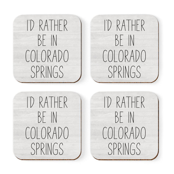 U.S. City Square Coffee Drink Coasters Gift, I'd Rather Be in Part 2-Set of 4-Andaz Press-Colorado Springs-