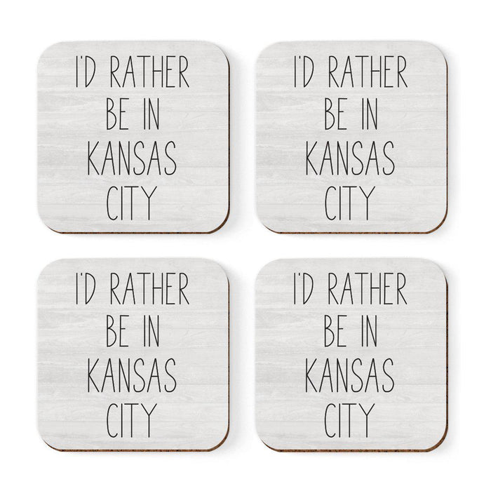 U.S. City Square Coffee Drink Coasters Gift, I'd Rather Be in Part 2-Set of 4-Andaz Press-Kansas City-