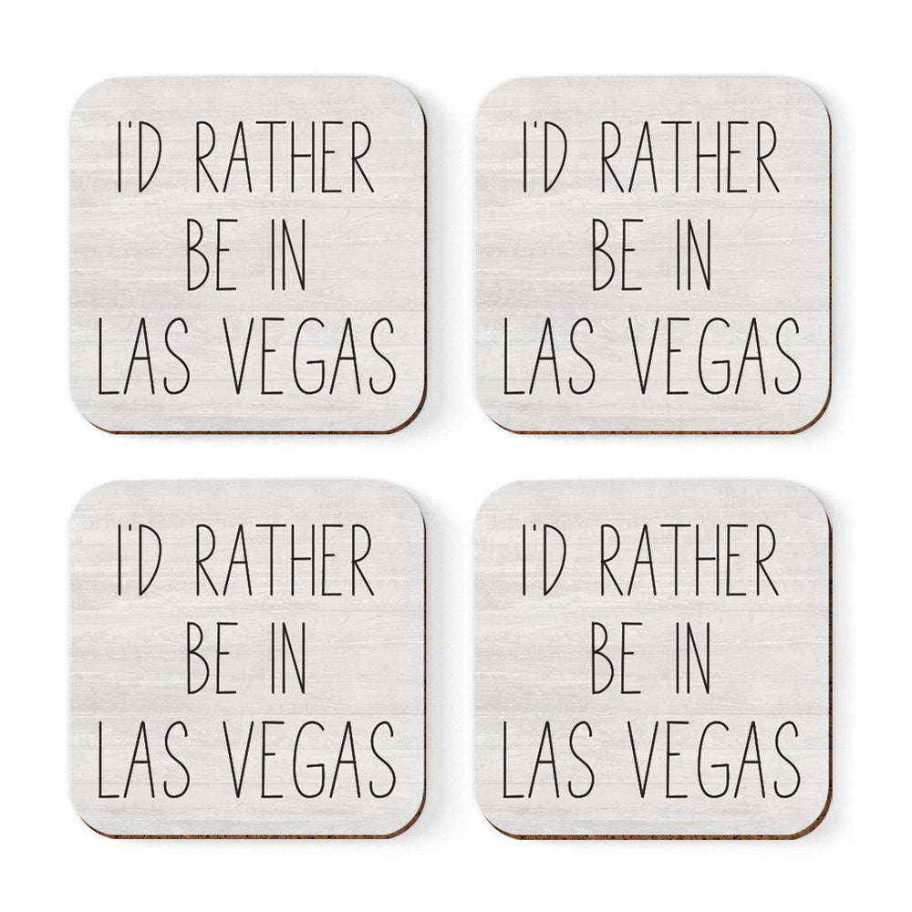 U.S. City Square Coffee Drink Coasters Gift, I'd Rather Be in Part 2-Set of 4-Andaz Press-Las Vegas-