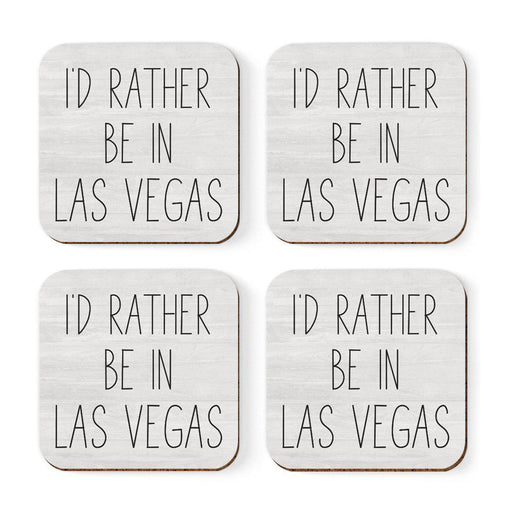 U.S. City Square Coffee Drink Coasters Gift, I'd Rather Be in Part 2-Set of 4-Andaz Press-Las Vegas-