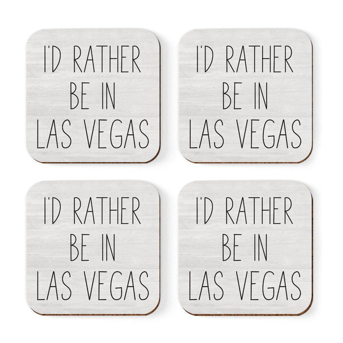 U.S. City Square Coffee Drink Coasters Gift, I'd Rather Be in Part 2-Set of 4-Andaz Press-Las Vegas-