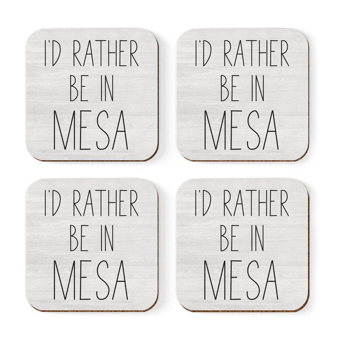 U.S. City Square Coffee Drink Coasters Gift, I'd Rather Be in Part 2-Set of 4-Andaz Press-Mesa-