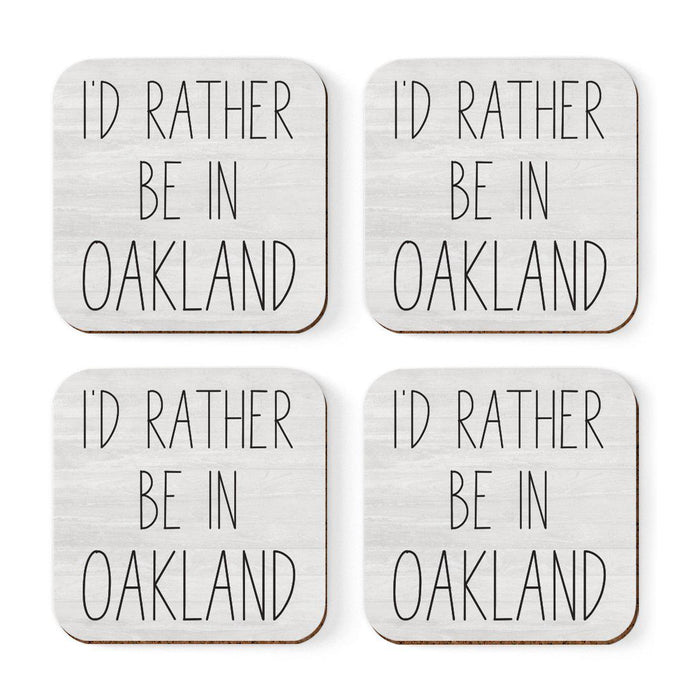 U.S. City Square Coffee Drink Coasters Gift, I'd Rather Be in Part 2-Set of 4-Andaz Press-Oakland-