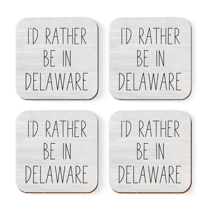 U.S. State Square Coffee Drink Coasters Gift, I'd Rather Be in-Set of 4-Andaz Press-Alabama-