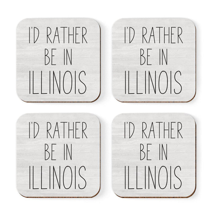 U.S. State Square Coffee Drink Coasters Gift, I'd Rather Be in-Set of 4-Andaz Press-Alabama-