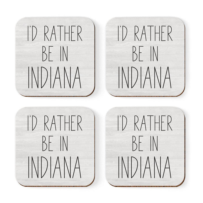 U.S. State Square Coffee Drink Coasters Gift, I'd Rather Be in-Set of 4-Andaz Press-Alabama-