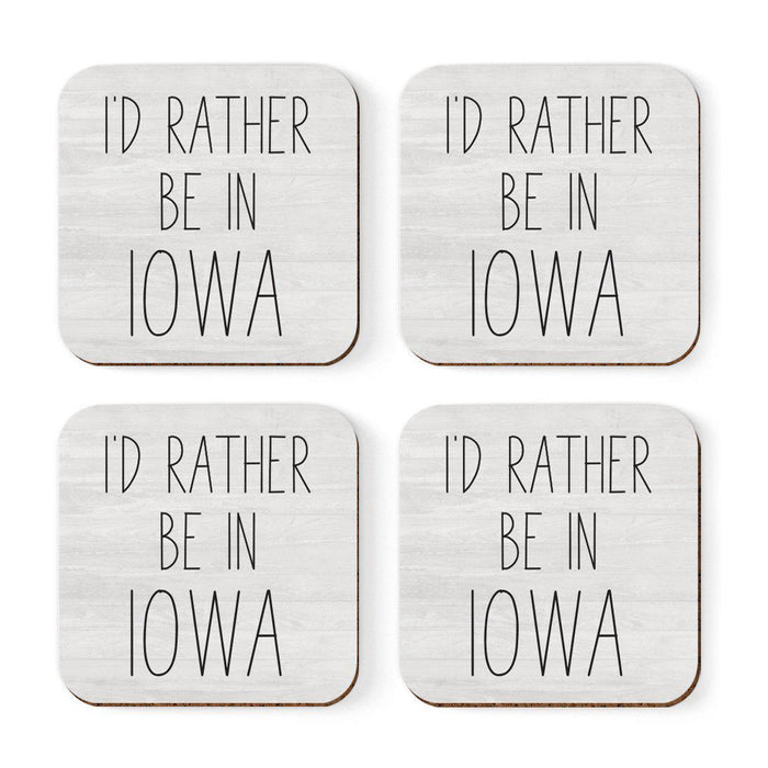 U.S. State Square Coffee Drink Coasters Gift, I'd Rather Be in-Set of 4-Andaz Press-Alabama-