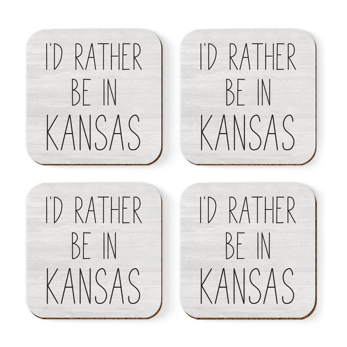U.S. State Square Coffee Drink Coasters Gift, I'd Rather Be in-Set of 4-Andaz Press-Alabama-