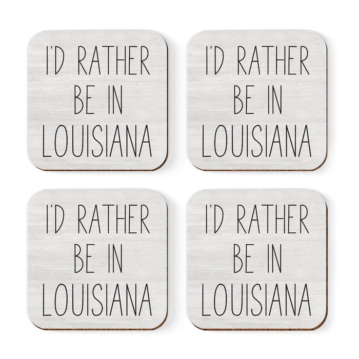 U.S. State Square Coffee Drink Coasters Gift, I'd Rather Be in-Set of 4-Andaz Press-Alabama-