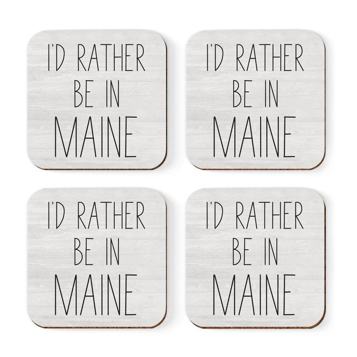 U.S. State Square Coffee Drink Coasters Gift, I'd Rather Be in-Set of 4-Andaz Press-Alabama-
