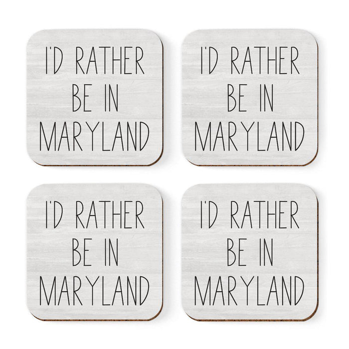 U.S. State Square Coffee Drink Coasters Gift, I'd Rather Be in-Set of 4-Andaz Press-Alabama-