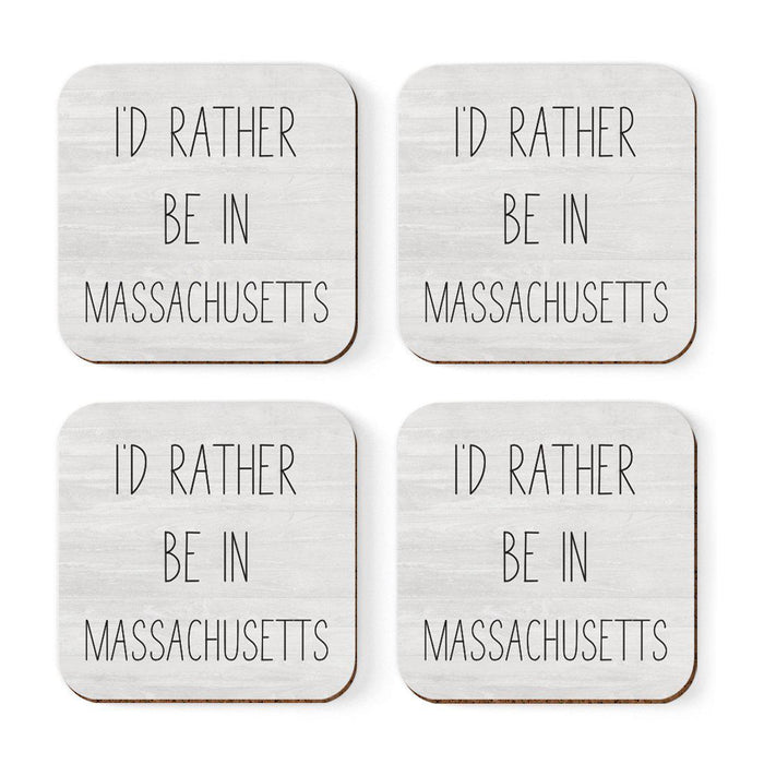 U.S. State Square Coffee Drink Coasters Gift, I'd Rather Be in-Set of 4-Andaz Press-Alabama-