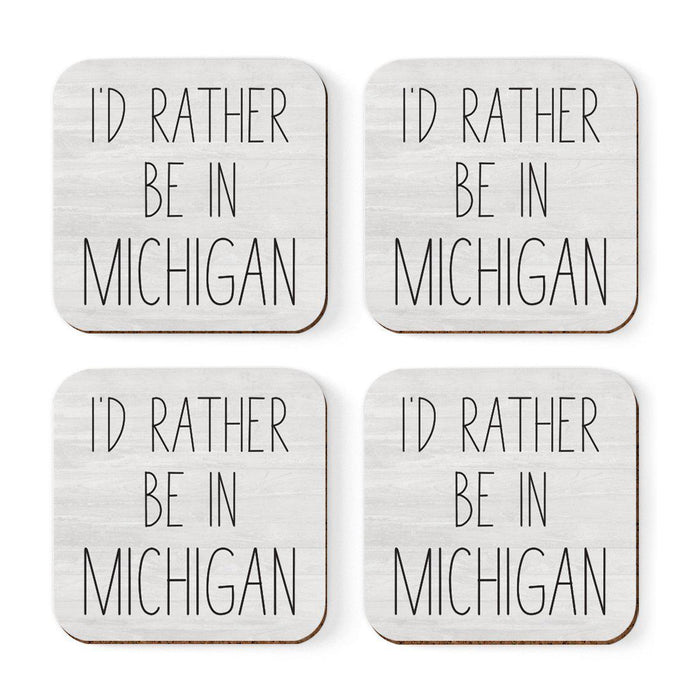 U.S. State Square Coffee Drink Coasters Gift, I'd Rather Be in-Set of 4-Andaz Press-Alabama-