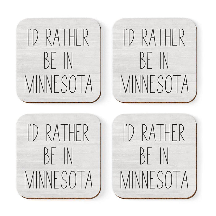 U.S. State Square Coffee Drink Coasters Gift, I'd Rather Be in-Set of 4-Andaz Press-Alabama-