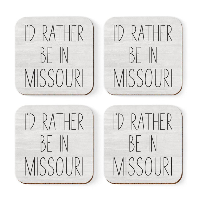 U.S. State Square Coffee Drink Coasters Gift, I'd Rather Be in-Set of 4-Andaz Press-Alabama-