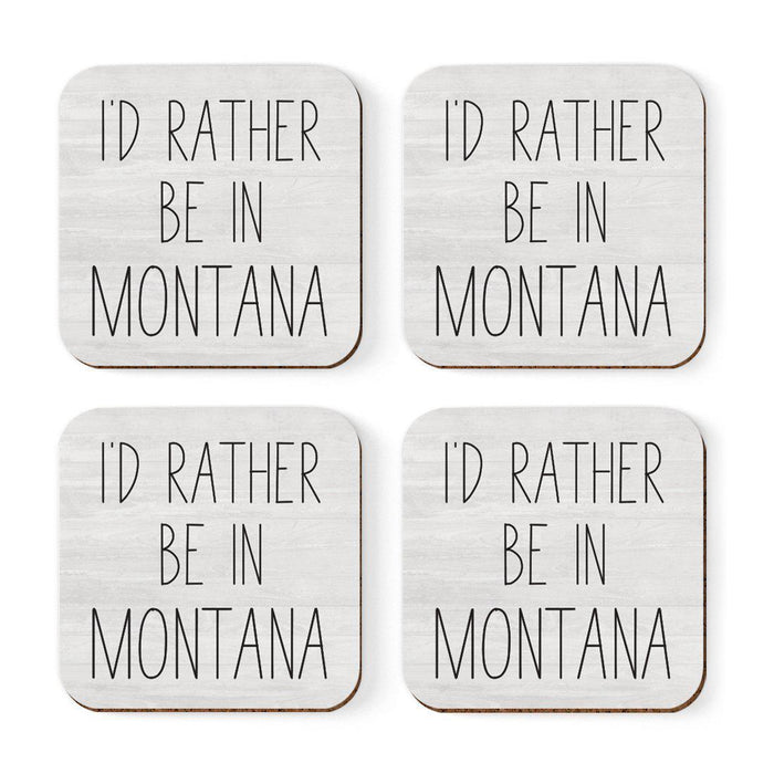 U.S. State Square Coffee Drink Coasters Gift, I'd Rather Be in-Set of 4-Andaz Press-Alabama-