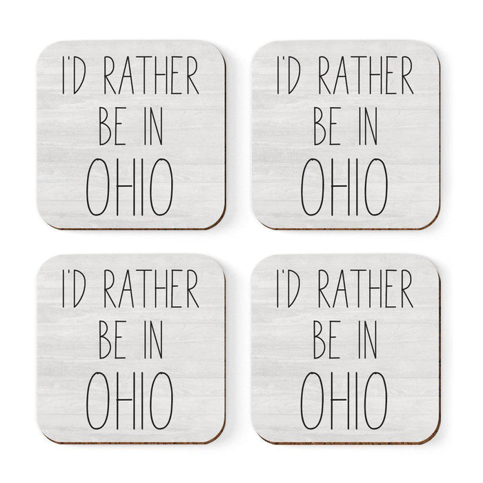 U.S. State Square Coffee Drink Coasters Gift, I'd Rather Be in-Set of 4-Andaz Press-Alabama-