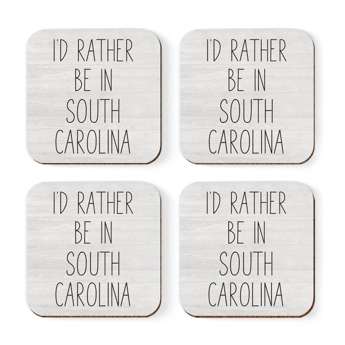 U.S. State Square Coffee Drink Coasters Gift, I'd Rather Be in-Set of 4-Andaz Press-Alabama-