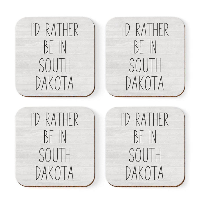 U.S. State Square Coffee Drink Coasters Gift, I'd Rather Be in-Set of 4-Andaz Press-Alabama-