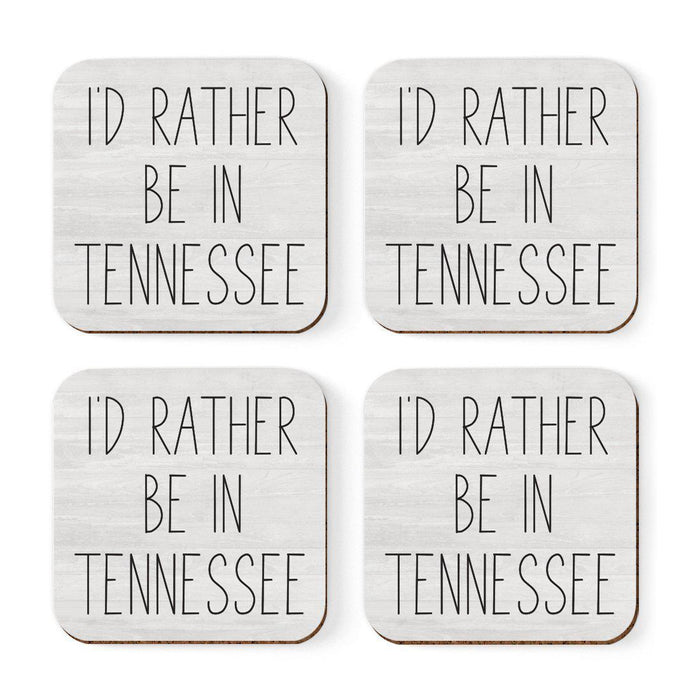 U.S. State Square Coffee Drink Coasters Gift, I'd Rather Be in-Set of 4-Andaz Press-Alabama-