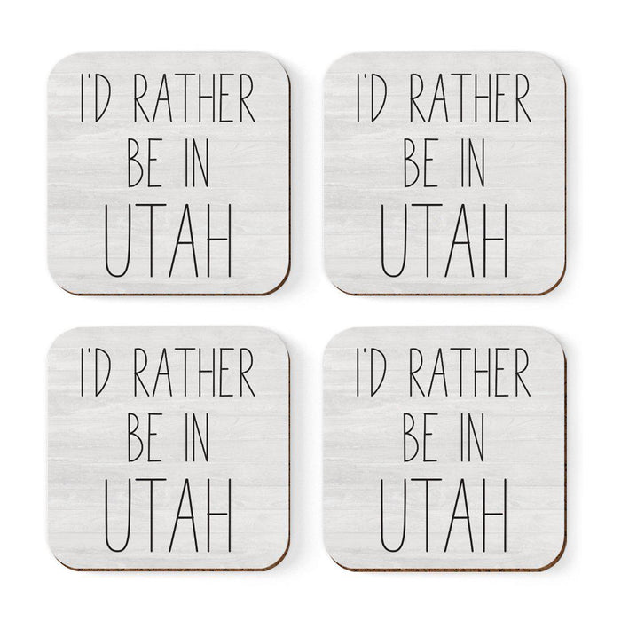 U.S. State Square Coffee Drink Coasters Gift, I'd Rather Be in-Set of 4-Andaz Press-Alabama-