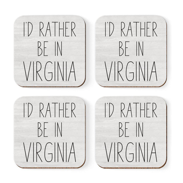 U.S. State Square Coffee Drink Coasters Gift, I'd Rather Be in-Set of 4-Andaz Press-Alabama-