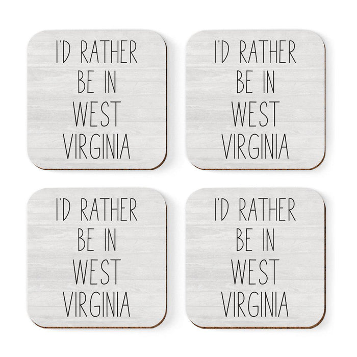 U.S. State Square Coffee Drink Coasters Gift, I'd Rather Be in-Set of 4-Andaz Press-Alabama-