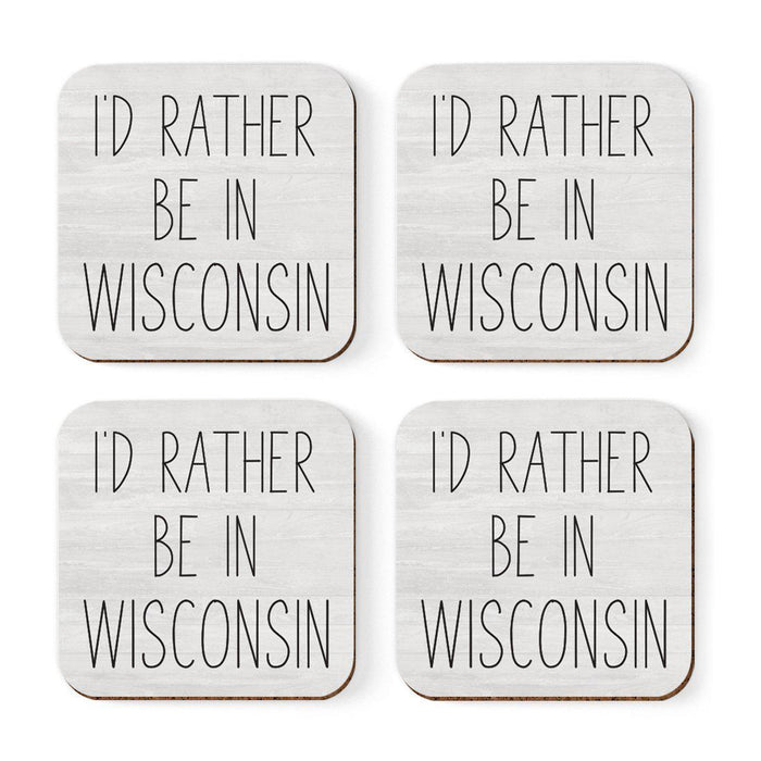 U.S. State Square Coffee Drink Coasters Gift, I'd Rather Be in-Set of 4-Andaz Press-Alabama-