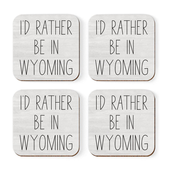 U.S. State Square Coffee Drink Coasters Gift, I'd Rather Be in-Set of 4-Andaz Press-Alabama-