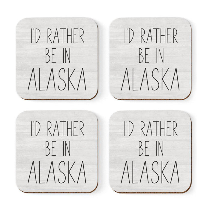 U.S. State Square Coffee Drink Coasters Gift, I'd Rather Be in-Set of 4-Andaz Press-Alabama-