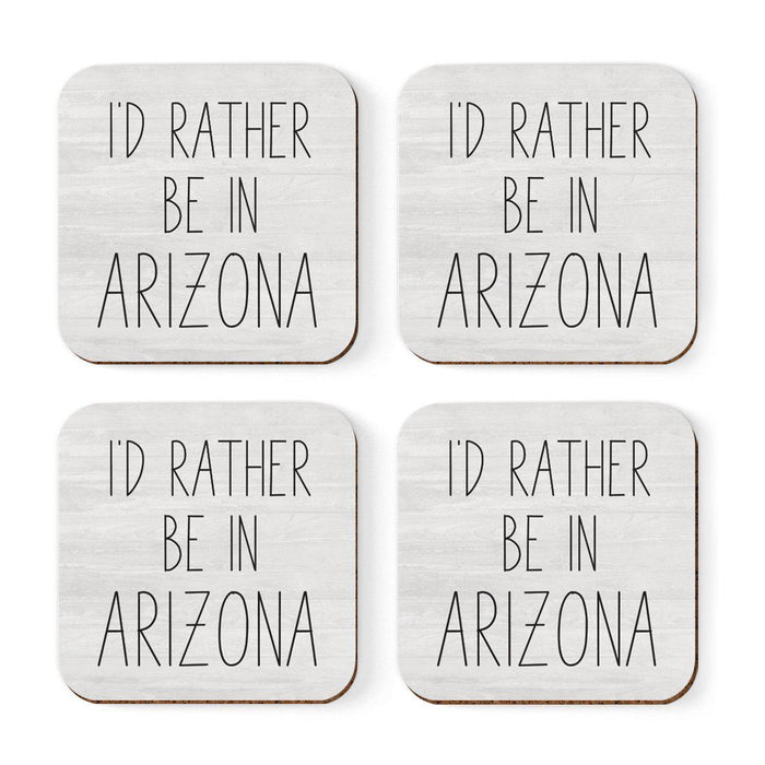U.S. State Square Coffee Drink Coasters Gift, I'd Rather Be in-Set of 4-Andaz Press-Alabama-