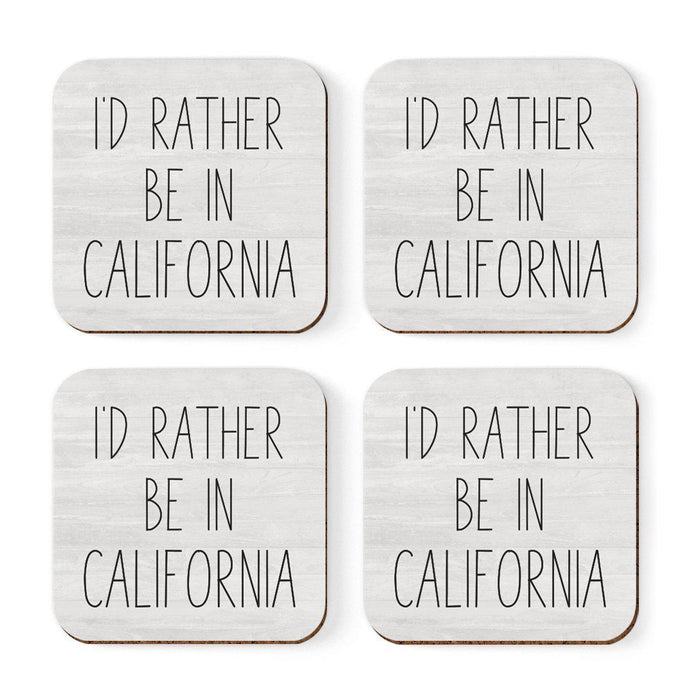 U.S. State Square Coffee Drink Coasters Gift, I'd Rather Be in-Set of 4-Andaz Press-Alabama-