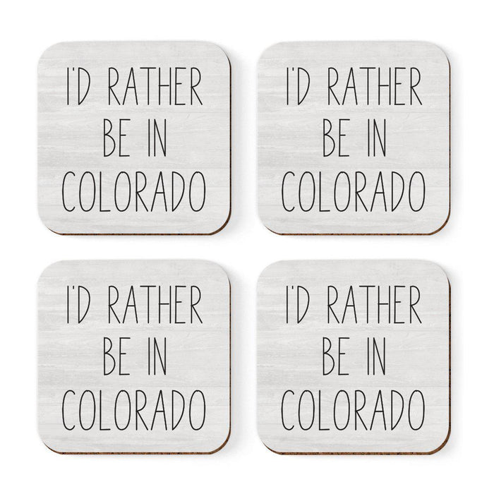 U.S. State Square Coffee Drink Coasters Gift, I'd Rather Be in-Set of 4-Andaz Press-Alabama-