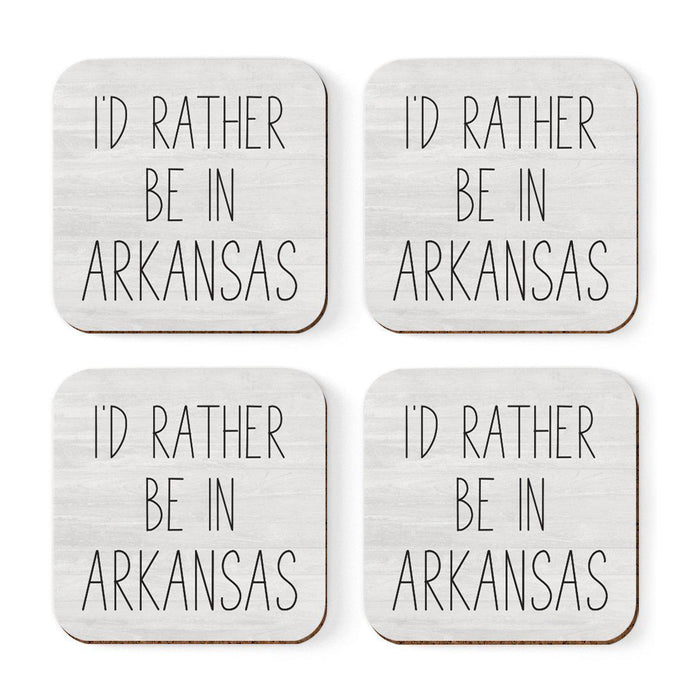 U.S. State Square Coffee Drink Coasters Gift, I'd Rather Be in-Set of 4-Andaz Press-Arkansas-