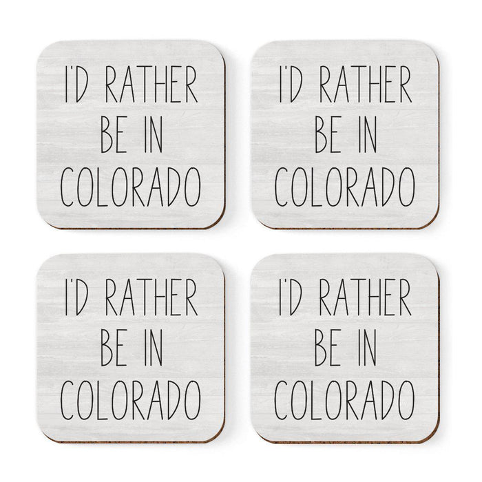 U.S. State Square Coffee Drink Coasters Gift, I'd Rather Be in-Set of 4-Andaz Press-Colorado-