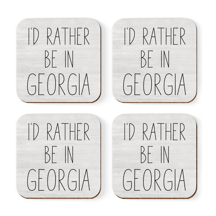 U.S. State Square Coffee Drink Coasters Gift, I'd Rather Be in-Set of 4-Andaz Press-Georgia-
