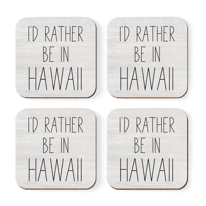 U.S. State Square Coffee Drink Coasters Gift, I'd Rather Be in-Set of 4-Andaz Press-Hawaii-