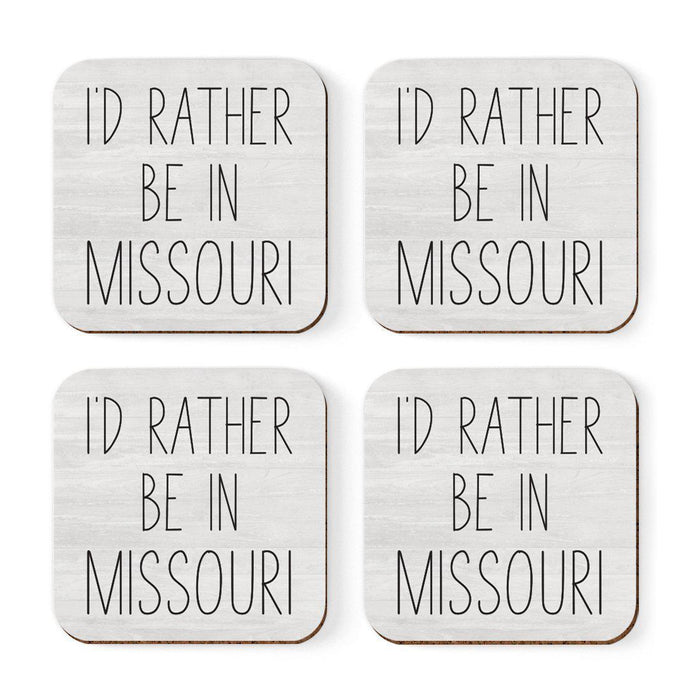 U.S. State Square Coffee Drink Coasters Gift, I'd Rather Be in-Set of 4-Andaz Press-Missouri-