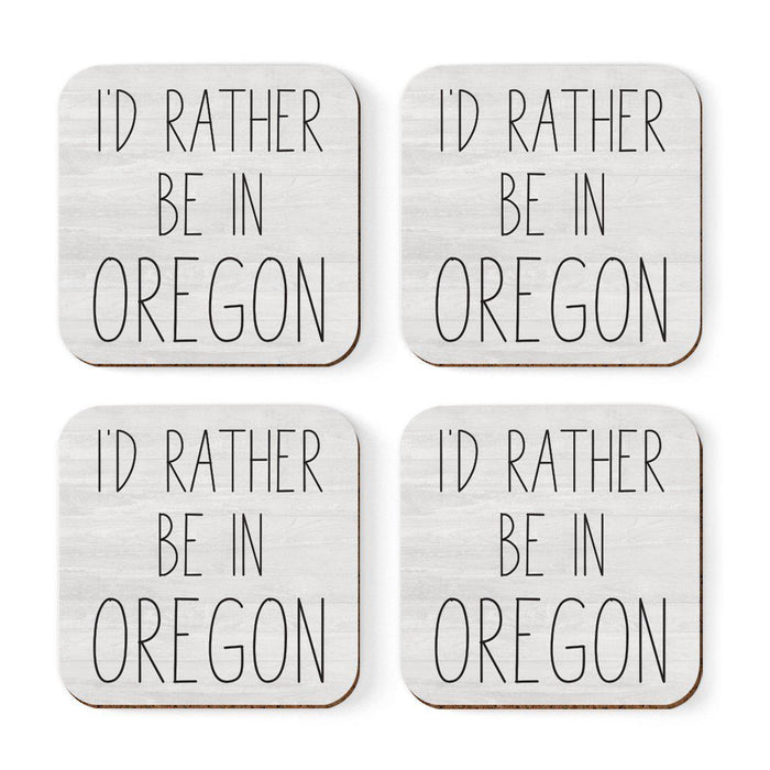 U.S. State Square Coffee Drink Coasters Gift, I'd Rather Be in-Set of 4-Andaz Press-Oregon-