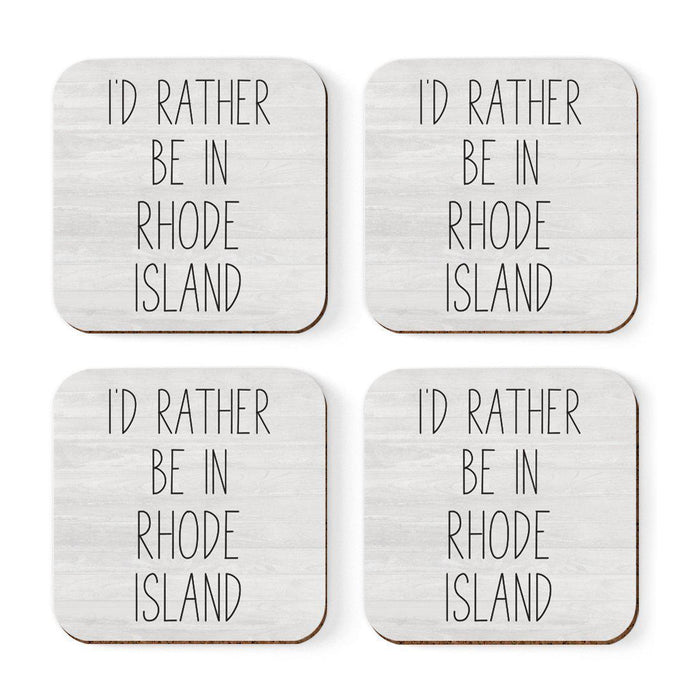 U.S. State Square Coffee Drink Coasters Gift, I'd Rather Be in-Set of 4-Andaz Press-Rhode Island-