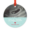 Ultrasound Photo Custom Pregnancy Round Metal Christmas Ornaments, Includes Ribbon and Gift Bag-Set of 1-Andaz Press-Ultrasound-