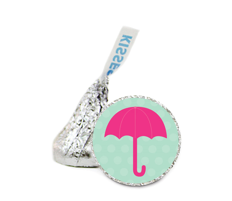 Umbrella Hershey's Kiss Baby Shower Stickers-Set of 216-Andaz Press-Girl-