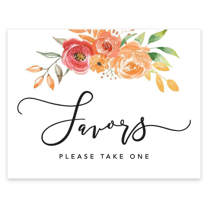 Unframed Autumn Fall Watercolor Party Sign Wedding Collection, 8.5 x 11- inch, Autumn Floral Bouquet Graphic Design-Set of 1-Andaz Press-Welcome-
