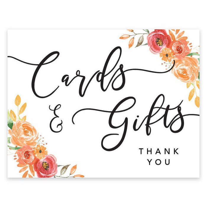 Unframed Autumn Fall Watercolor Party Sign Wedding Collection, 8.5 x 11- inch, Autumn Floral Bouquet Graphic Design-Set of 1-Andaz Press-Welcome-