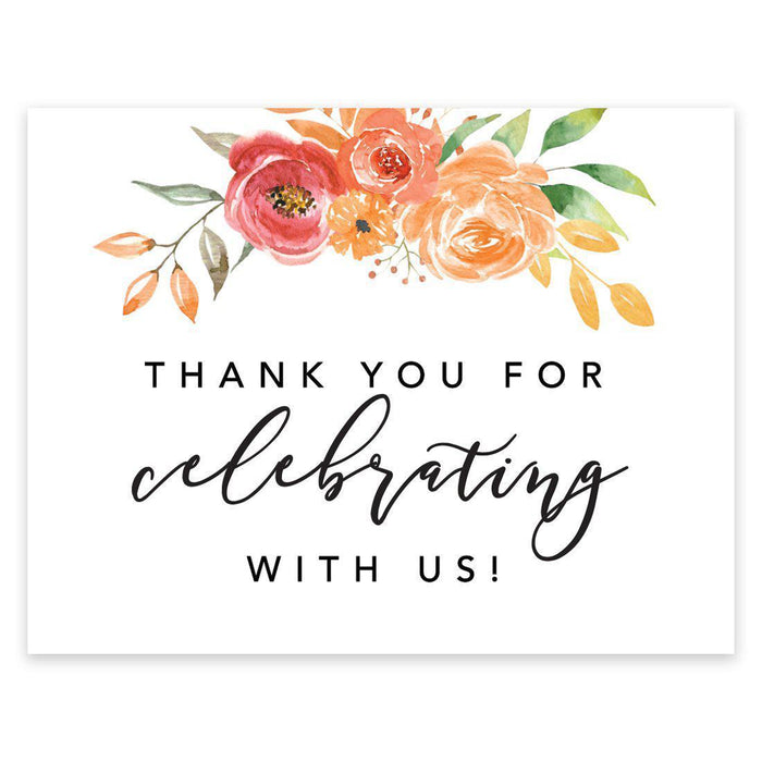 Unframed Autumn Fall Watercolor Party Sign Wedding Collection, 8.5 x 11- inch, Autumn Floral Bouquet Graphic Design-Set of 1-Andaz Press-Celebrating-